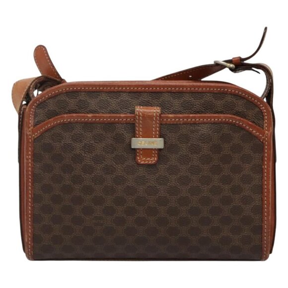 CELINE Macadam Canvas Shoulder Bag PVC Brown Gold Auth 114345 - Picture 2 of 14